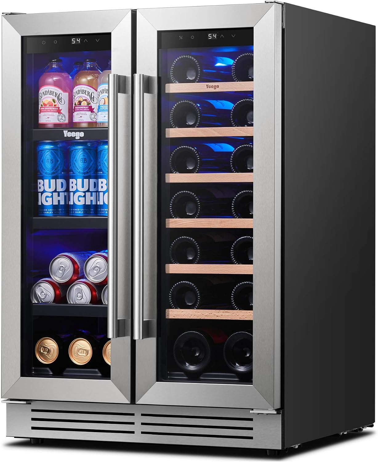 Wine Beer Fridge Dual Zone - Yeego 24 Inch Wine and Beverage
