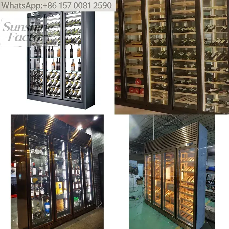 Wine Beer Fridge Cabinet - Electric 3 Glass Door Single-Temperature Digital