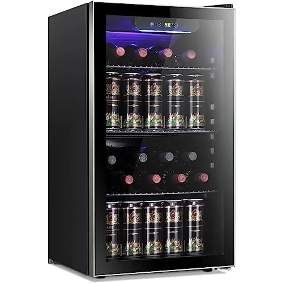 Wine Beer Fridge Cabinet - 26 Bottle 130 Can Wine Cooler/Cabinet