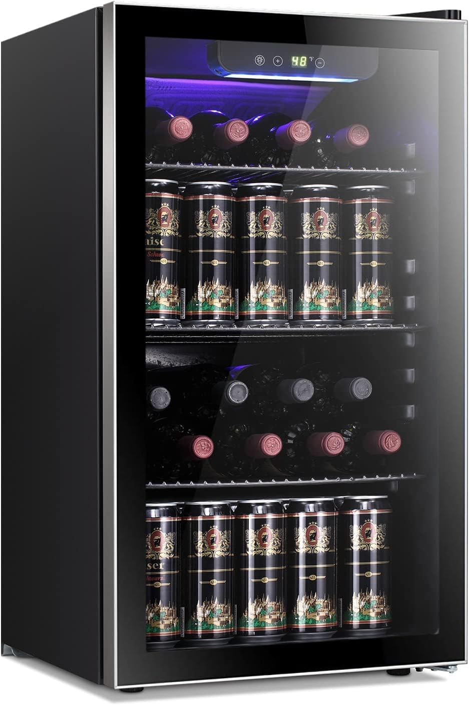 Wine Beer Fridge Cabinet - 26 Bottle 130 Can Wine Cooler/Cabinet