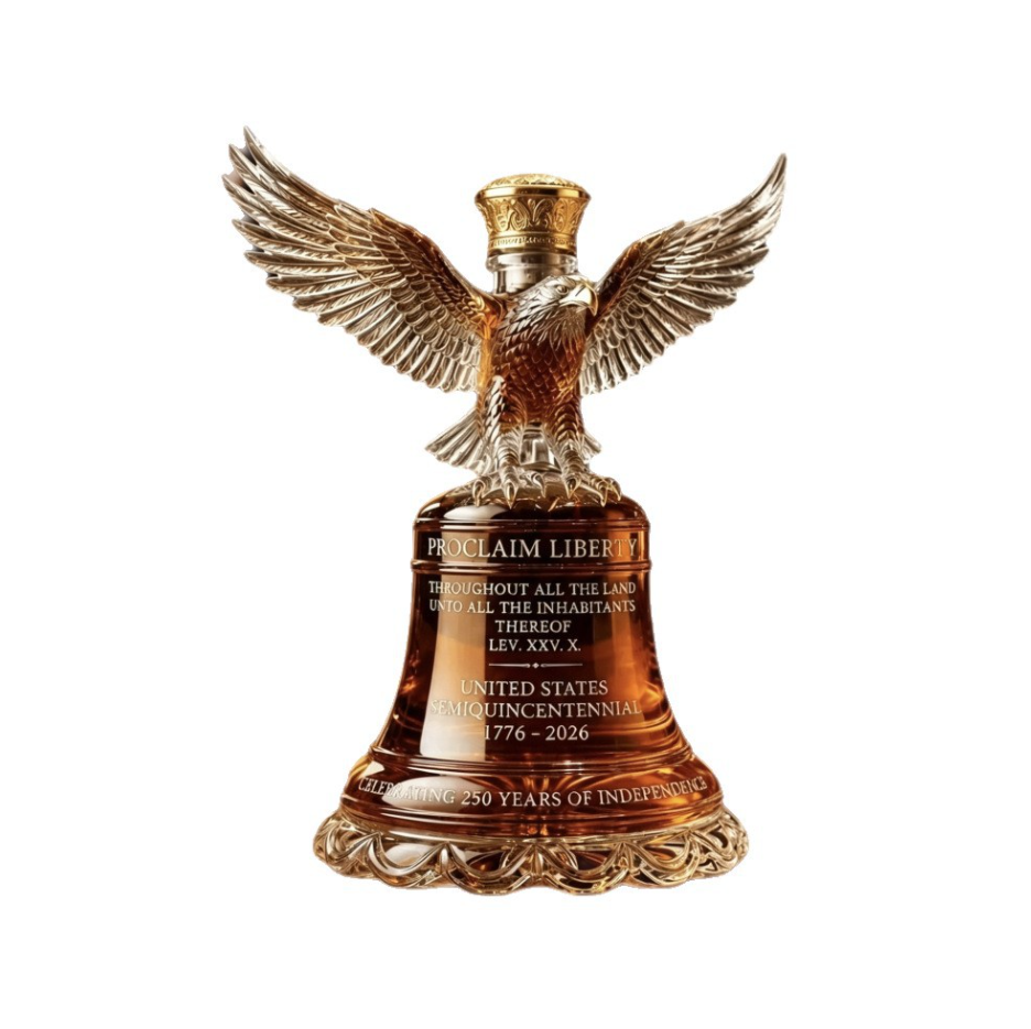 Wine Beer Spirits - Liberty Bell Eagle Crystal Liquor Bottle
