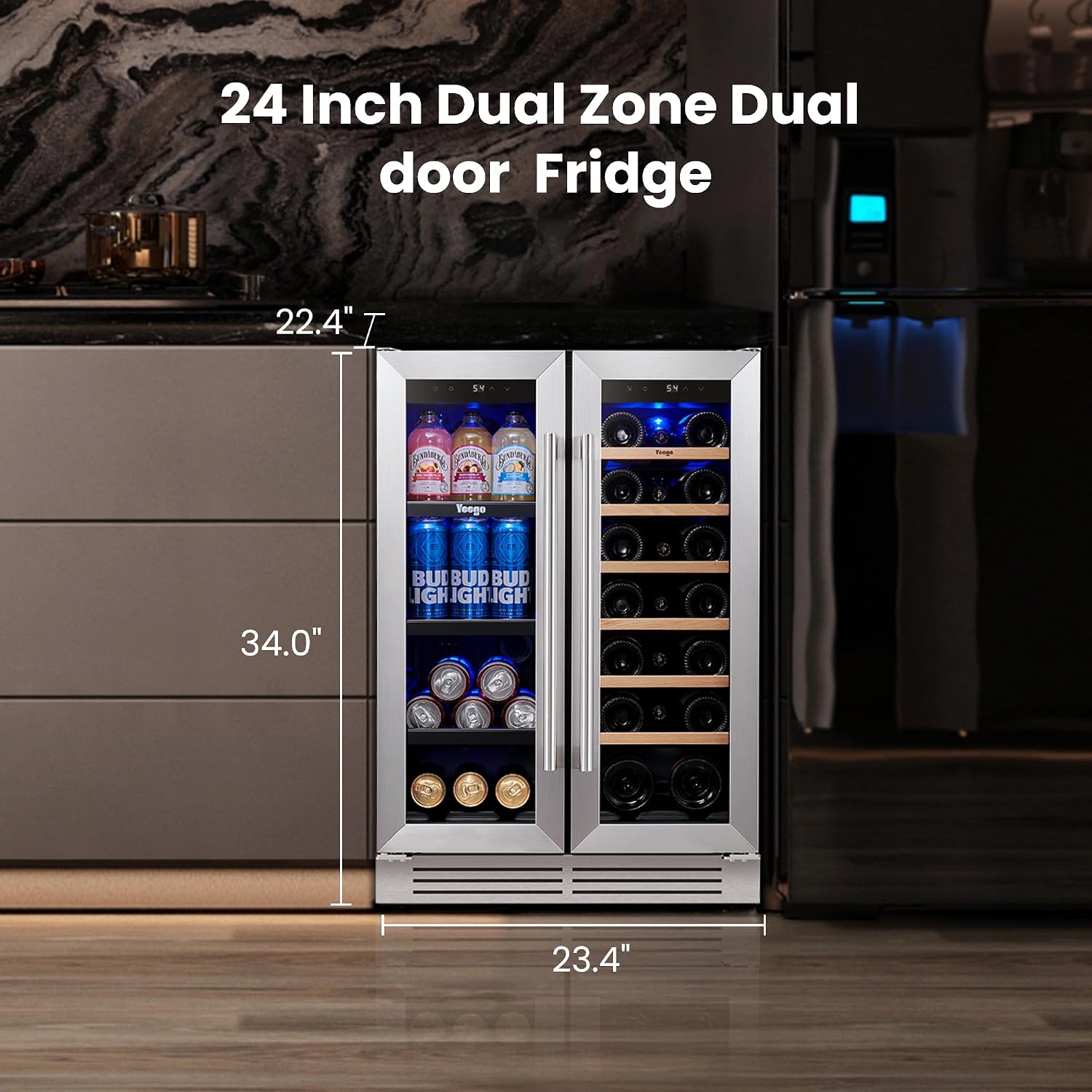 Yeego 24 Inch Wine and Beverag - Wine Beer Fridge Dual Zone recension och pris