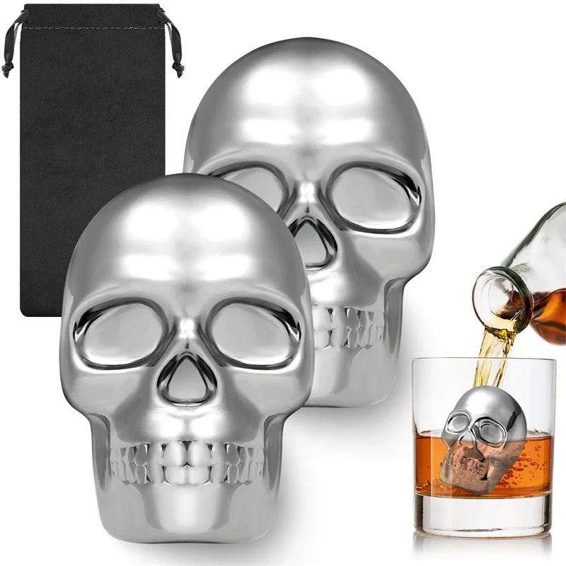Reusable 2 Skeleton Head Whisk - Wine Whiskey Beer recension och pris