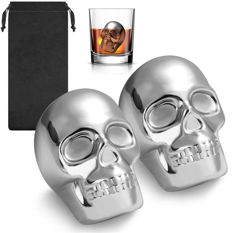 Reusable 2 Skeleton Head Whisk - Wine Whiskey Beer recension och pris