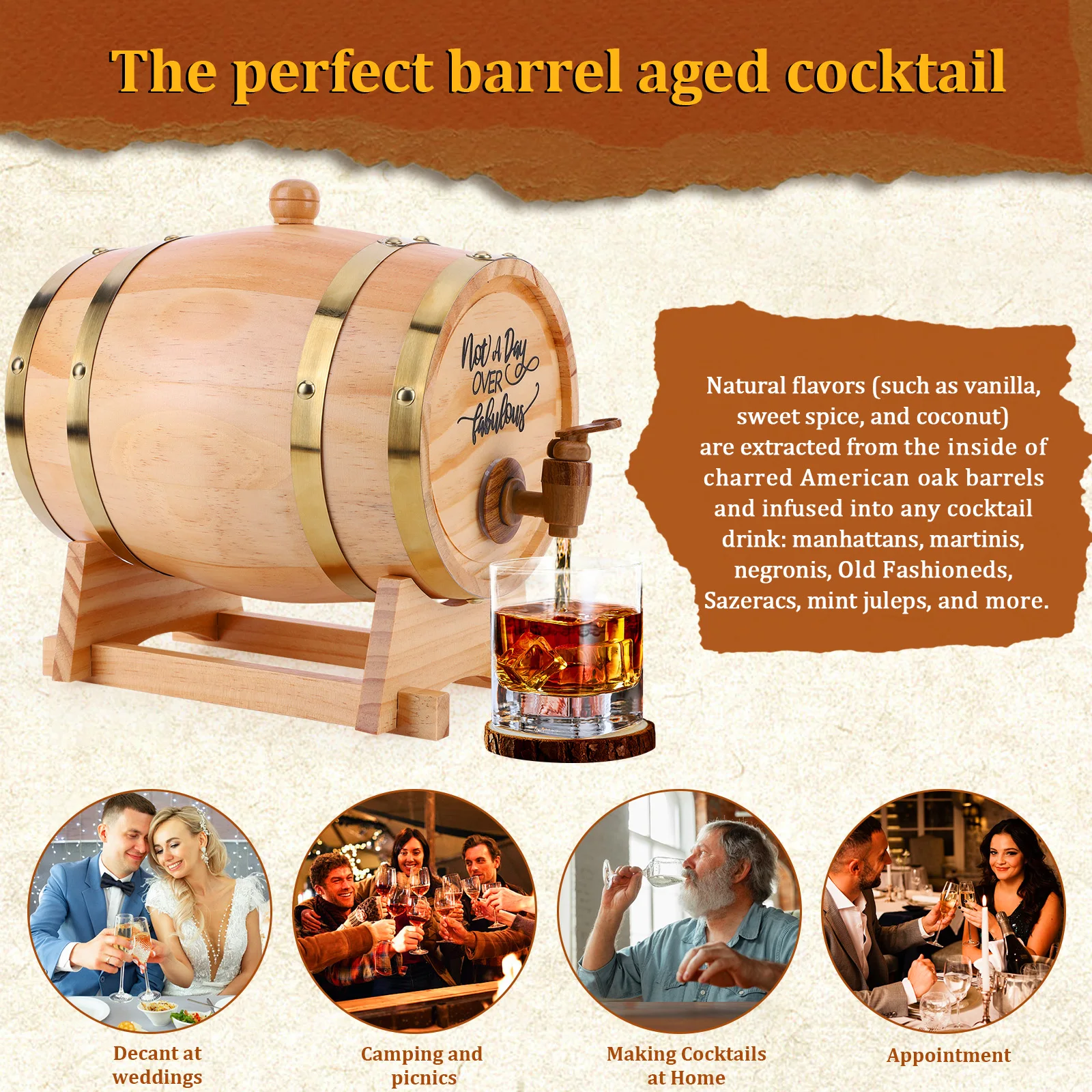 3L Wooden Whiskey Barrel with  - Wine Whiskey Beer recension och pris