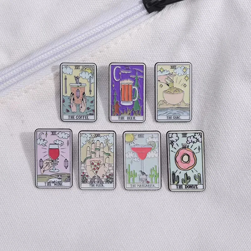 Custom Tarot Enamel Pins Beer  - Wine Beer Pizza recension och pris