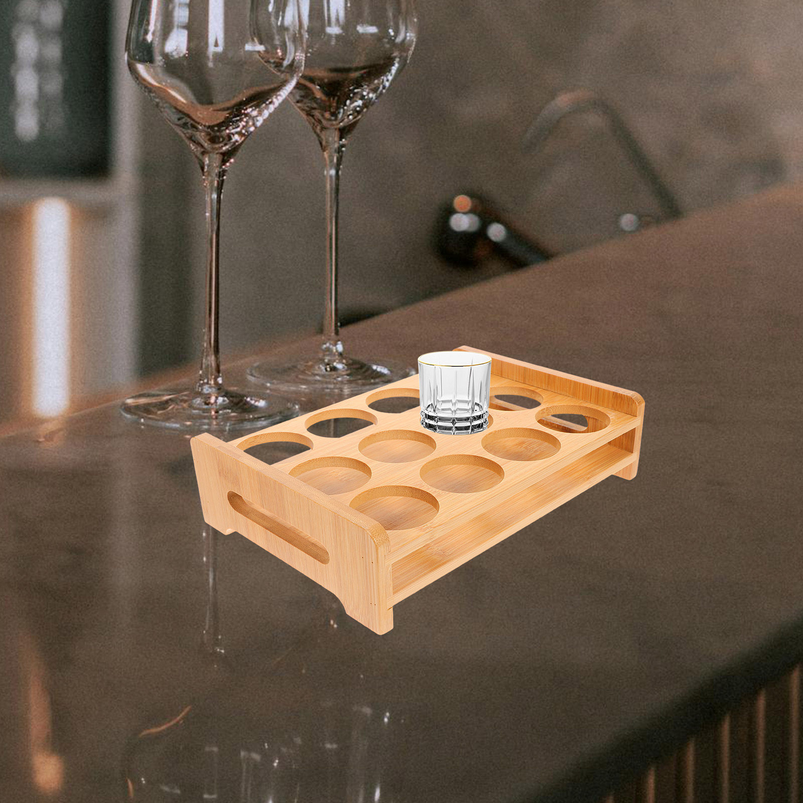 Bamboo Shot Glasses Holder Dis - Wine Whiskey Beer recension och pris