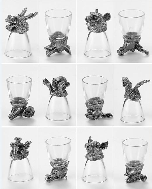 Luxury 12 Zodiac Animal Head C - Wine Glass Set Crystal recension och pris